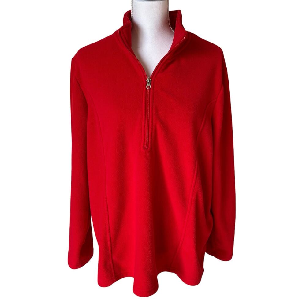 Scandia Woods Pullover Fleece Women's Size XL Red Quarter Zip Long Sleeves Warm